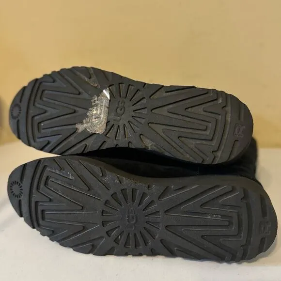 Ugg Black Suede Mid Calf Wedge Heel Boots Women's Size 9.5 Cozy Winter Footwear