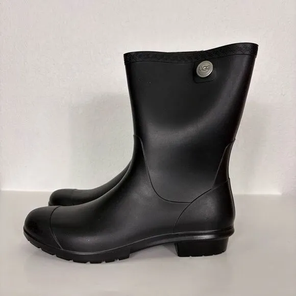 UGG Black Pull On Mid Rain Boots Women's Size 11