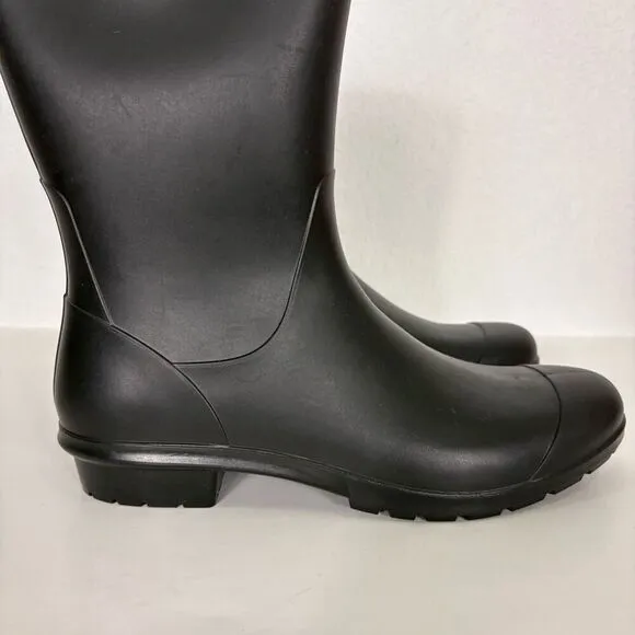 UGG Black Pull On Mid Rain Boots Women's Size 11