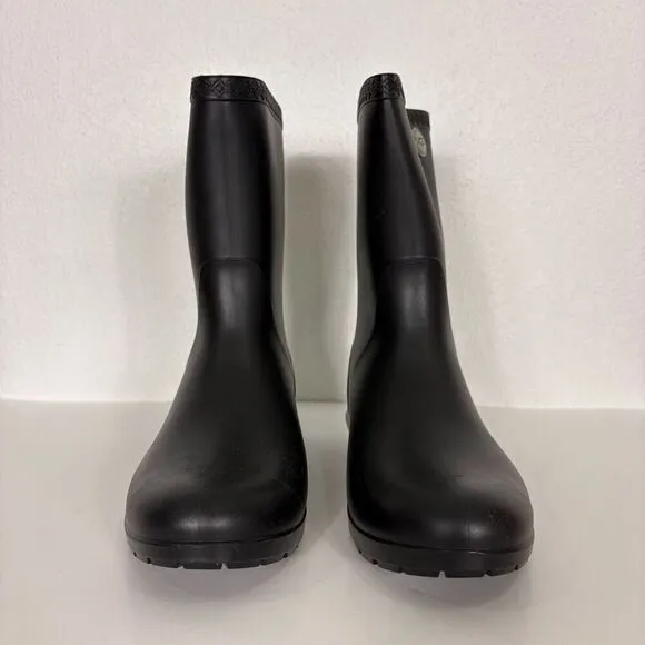 UGG Black Pull On Mid Rain Boots Women's Size 11