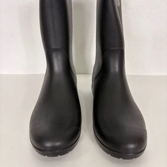UGG Black Pull On Mid Rain Boots Women's Size 11