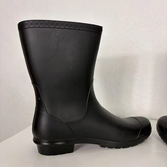 UGG Black Pull On Mid Rain Boots Women's Size 11