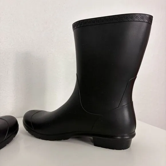 UGG Black Pull On Mid Rain Boots Women's Size 11