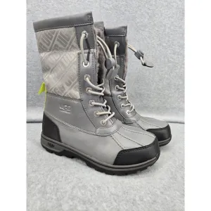 UGG BUTTE II CWR METAL UGG PRINT LEATHER WATERPROOF YOUTH BOOTS SIZE US 2