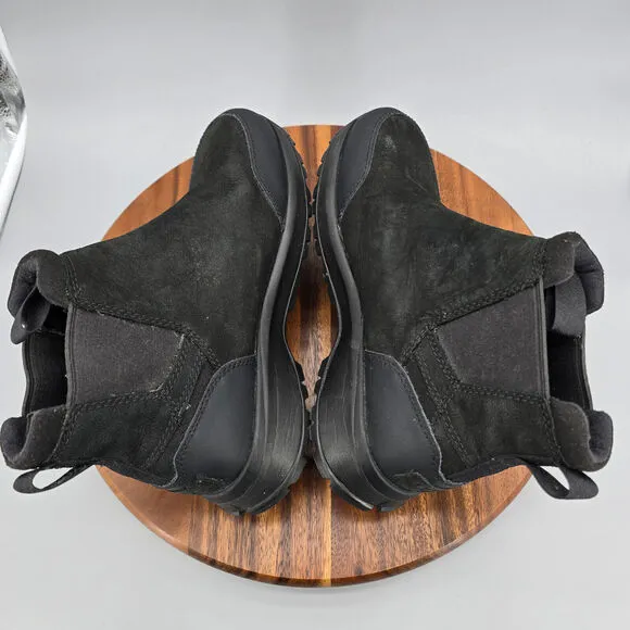 Ugg Chelsea Boots Men's 8 Black Leather Emmett Pull On Waterproof Ankle Comfort