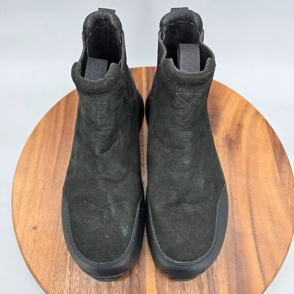Ugg Chelsea Boots Men's 8 Black Leather Emmett Pull On Waterproof Ankle Comfort