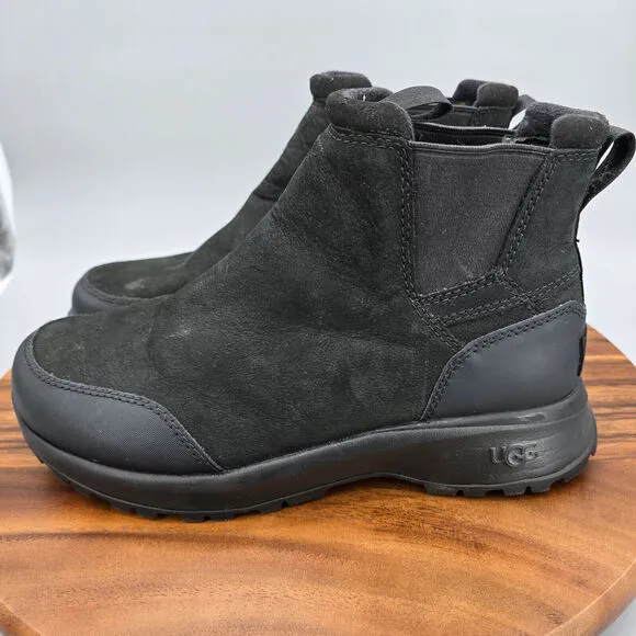 Ugg Chelsea Boots Men's 8 Black Leather Emmett Pull On Waterproof Ankle Comfort