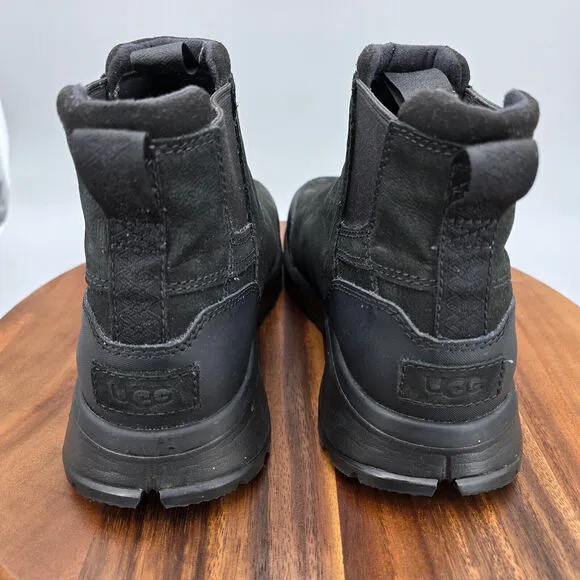 Ugg Chelsea Boots Men's 8 Black Leather Emmett Pull On Waterproof Ankle Comfort
