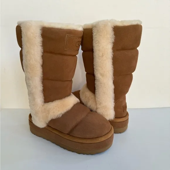 UGG CLASSIC CHILLAPEAK TALL CHESTNUT PLATFORM BOOTS US 9 / EU 40 / UK 7