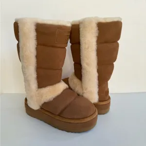 UGG CLASSIC CHILLAPEAK TALL CHESTNUT PLATFORM BOOTS US 9 / EU 40 / UK 7