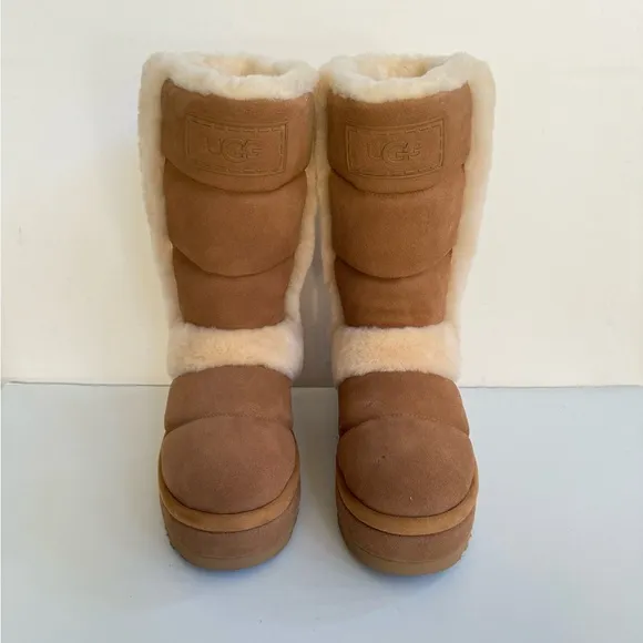 UGG CLASSIC CHILLAPEAK TALL CHESTNUT PLATFORM BOOTS US 9 / EU 40 / UK 7