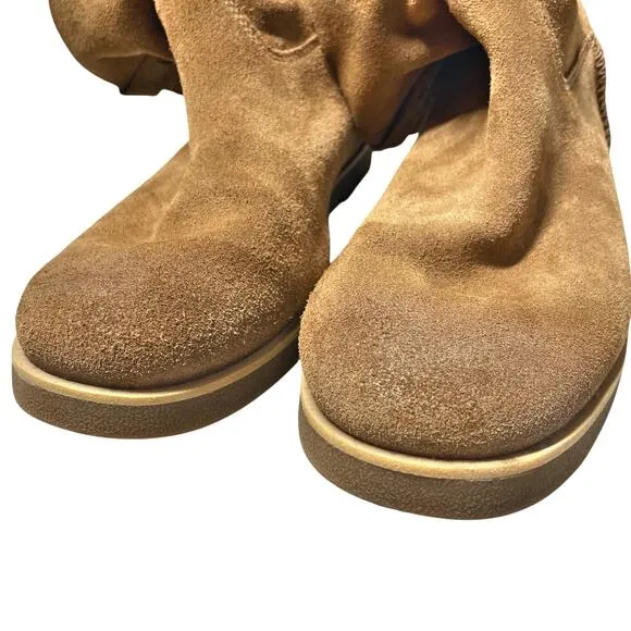 UGG Josefene Short Suede Pull-On Boots in Chestnut Brown Size 10