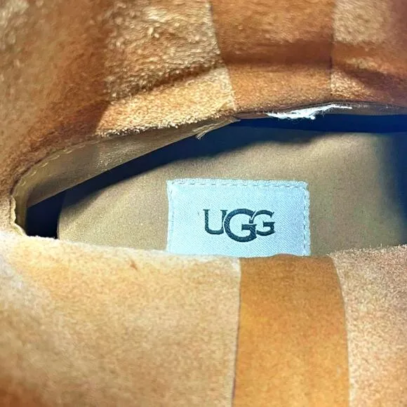 UGG Josefene Short Suede Pull-On Boots in Chestnut Brown Size 10