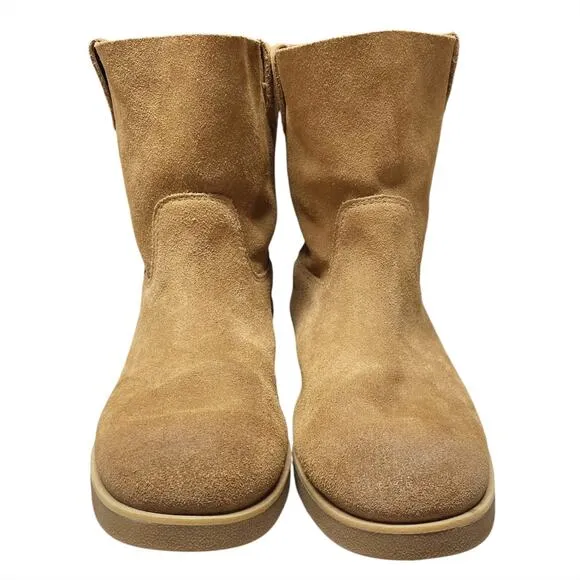 UGG Josefene Short Suede Pull-On Boots in Chestnut Brown Size 10