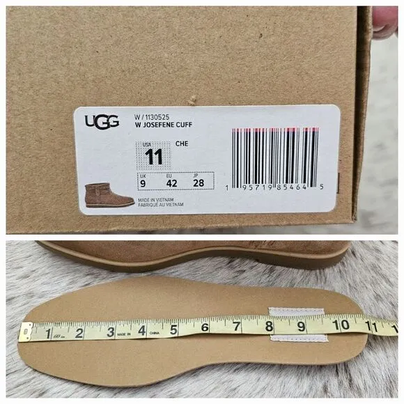 UGG Josefene Cuff Women's Suede Ankle Zip Boots in Chestnut Size 11 NEW
