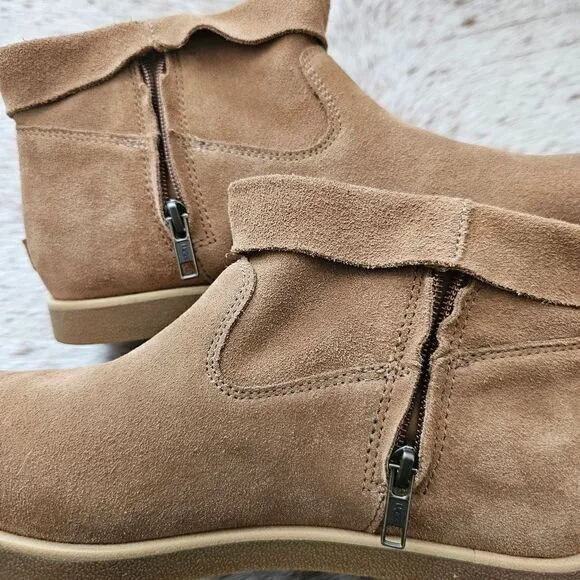UGG Josefene Cuff Women's Suede Ankle Zip Boots in Chestnut Size 11 NEW