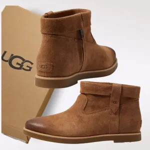 UGG Josefene Cuff Women's Suede Ankle Zip Boots in Chestnut Size 11 NEW