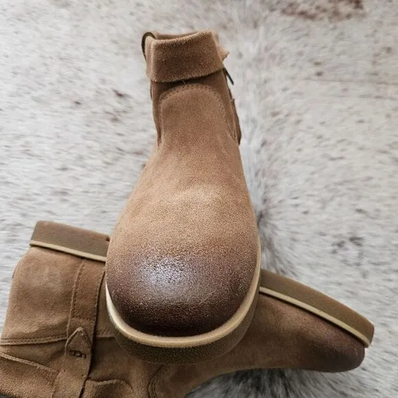UGG Josefene Cuff Women's Suede Ankle Zip Boots in Chestnut Size 11 NEW