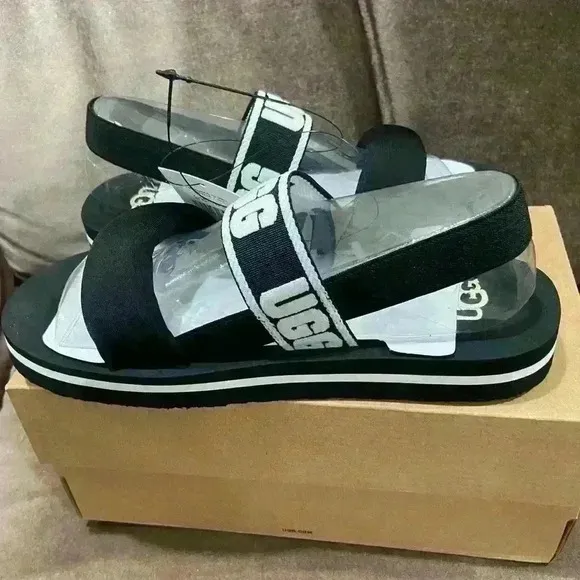 Ugg k sling Zumba black sandals girls youth Sz 3. New in box