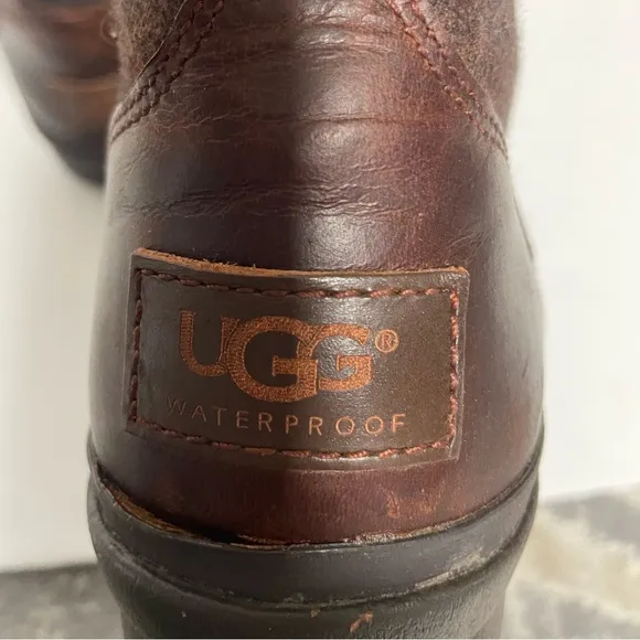 UGG Kesey Brown Leather Waterproof Boots Women’s 8
