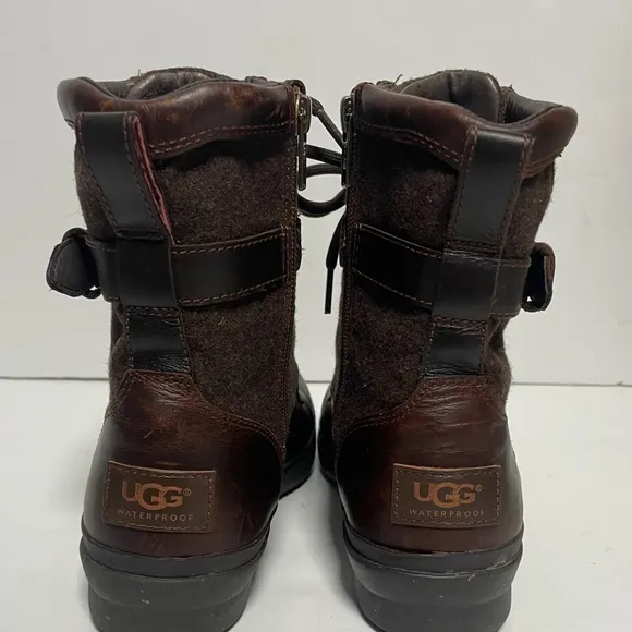 UGG Kesey Brown Leather Waterproof Boots Women’s 8