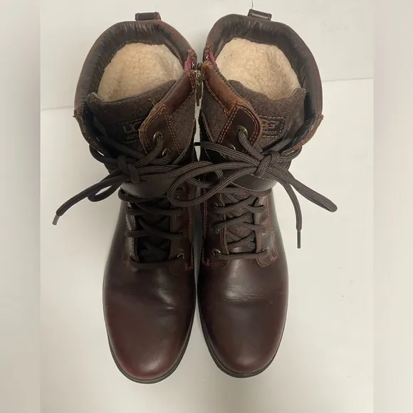UGG Kesey Brown Leather Waterproof Boots Women’s 8