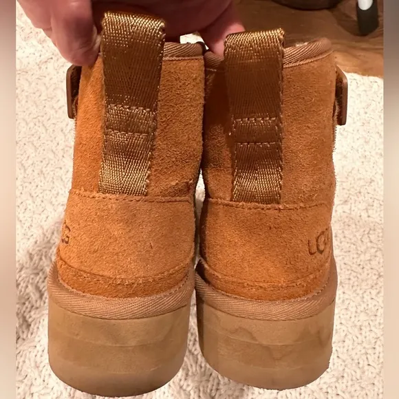 UGG KIDS 13 Brown Suede Boots with Faux Fur Lining