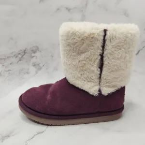 UGG Koolaburra Girls Aubrie Short Purple Boots Faux Fur Lining Youth 2
