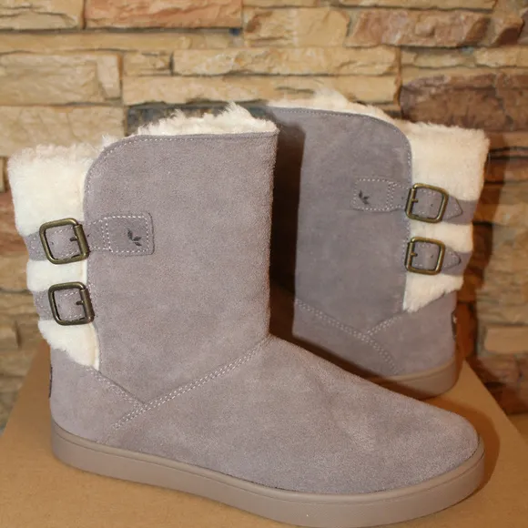 UGG‎ KOOLABURRA GIRL'S SUEDE BUCKLE BOOTS GRAY