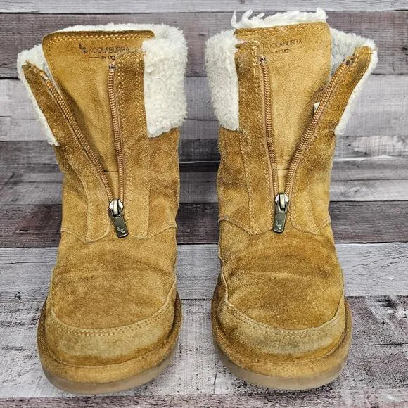 UGG KOOLABUURA Ankle BOOTS BOOTIES 1121540K Suede Fur Brown Zip Up Big Girl 4