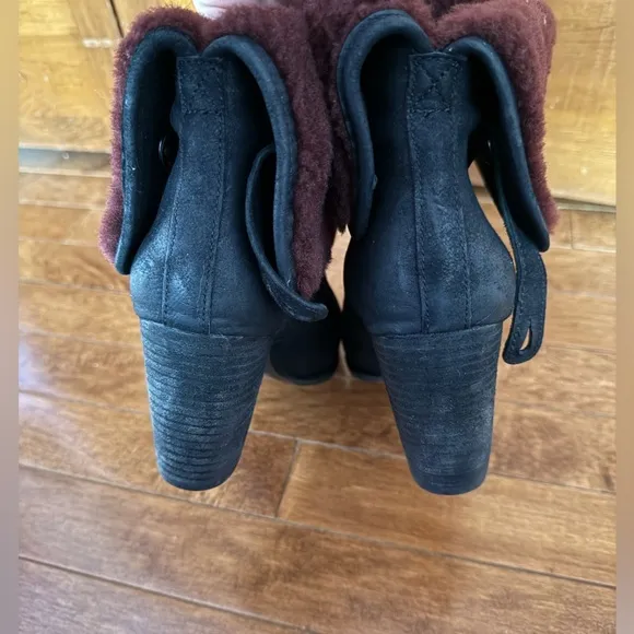 UGG Layna Suede Shearling Foldover Boots