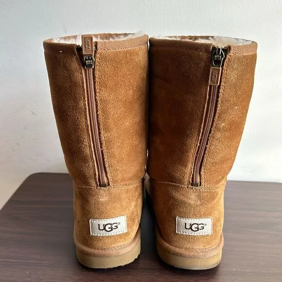 UGG Lil Sunshine II Back Zipper Tall Suede Boots Chestnut Tan Sz 4