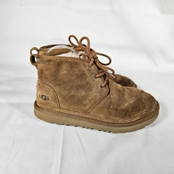 Ugg Neumel Chukka Boots Brown Suede Shearling Lined Kid's Size 6