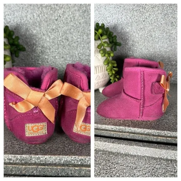 UGG Ozlana Pink Suede Leather Baby Boots Size 1