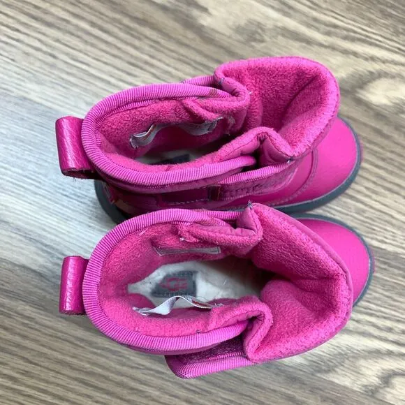 UGG Snow Boots Taney Pink Waterproof Faux Fur Insole Fuchsia Toddler Size 8