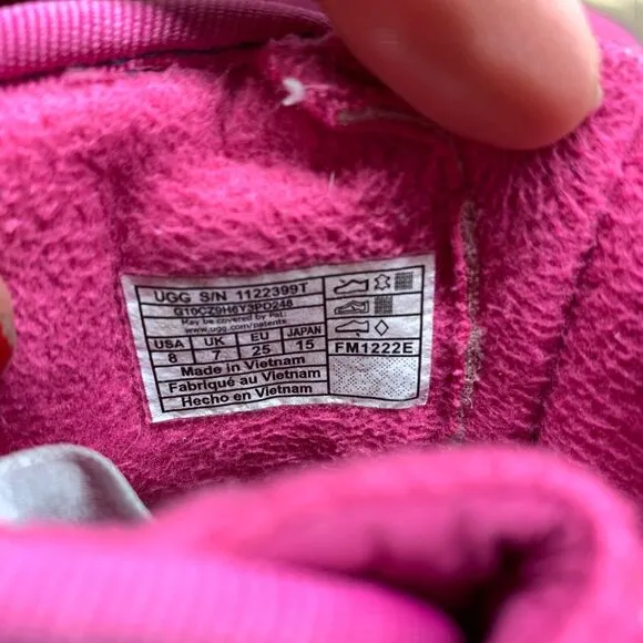 UGG Snow Boots Taney Pink Waterproof Faux Fur Insole Fuchsia Toddler Size 8