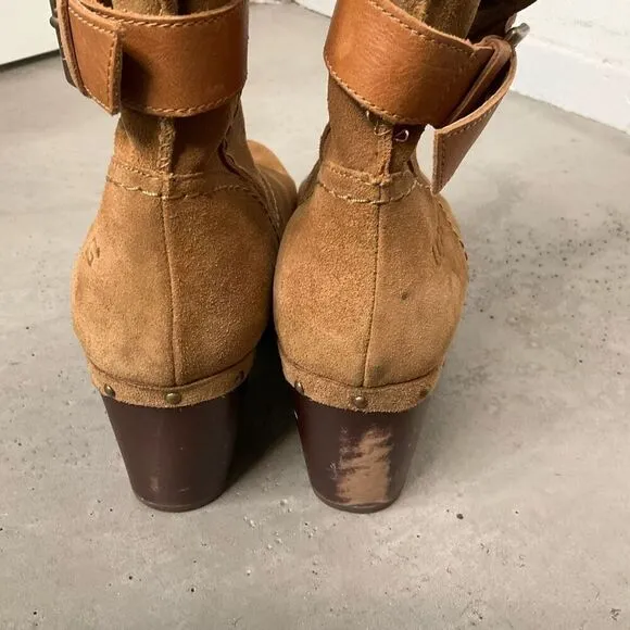 UGG Suede Amoret Clog Heel Boots