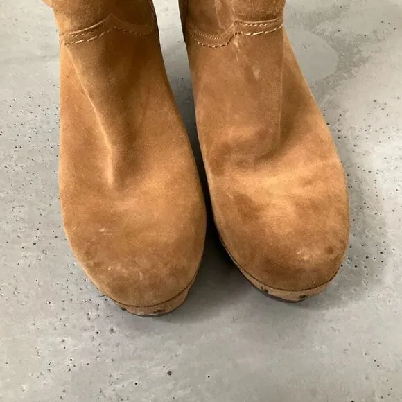 UGG Suede Amoret Clog Heel Boots