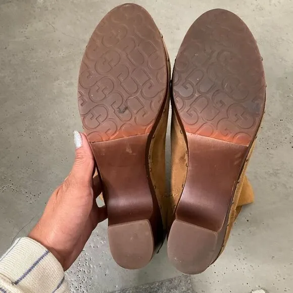 UGG Suede Amoret Clog Heel Boots