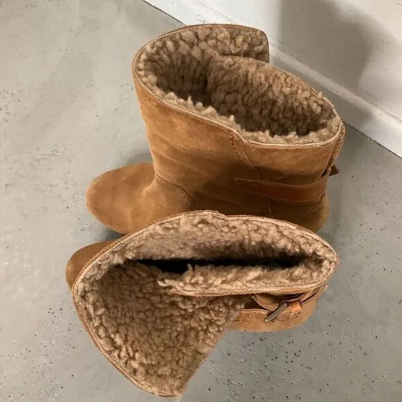 UGG Suede Amoret Clog Heel Boots