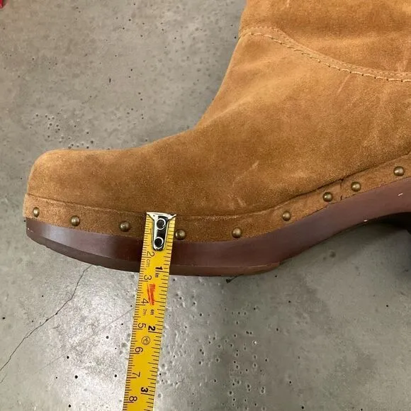 UGG Suede Amoret Clog Heel Boots
