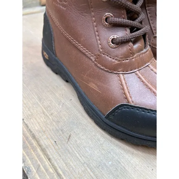 UGG US1 Youth Waterproof Brown Leather &amp; Suede Winter Boots