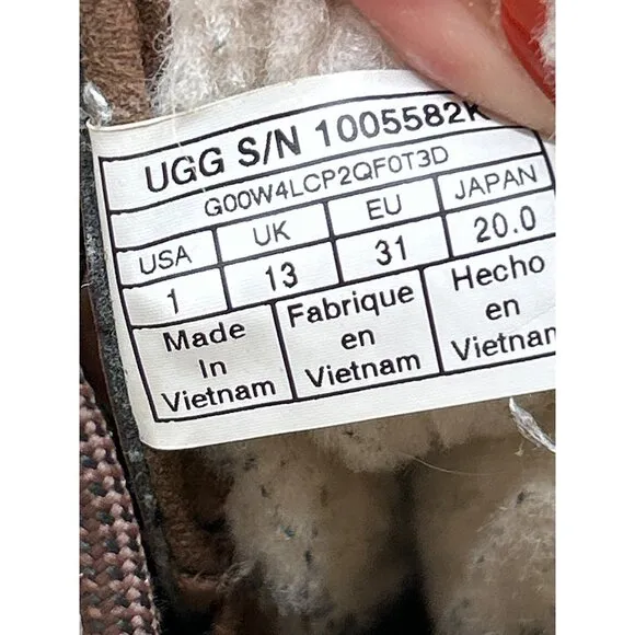 UGG US1 Youth Waterproof Brown Leather &amp; Suede Winter Boots