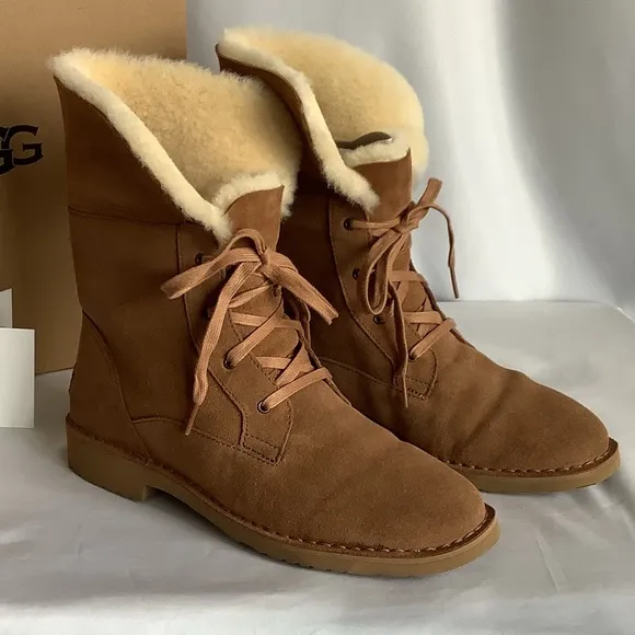 UGG Weylyn Suede Lace Up Sherpa Boots