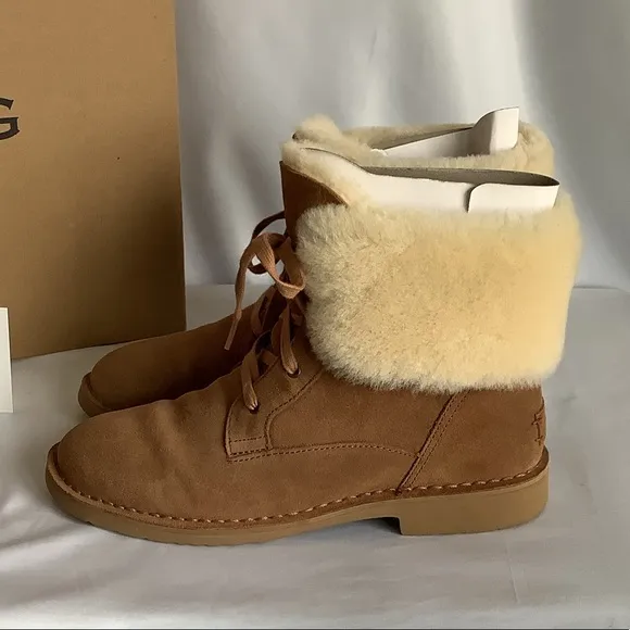 UGG Weylyn Suede Lace Up Sherpa Boots