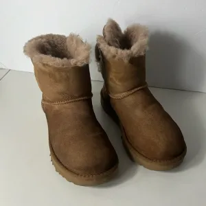 Ugg Women's Boots Bailey Bow Mini Suede Chestnut Brown Boots Women’s Size 5