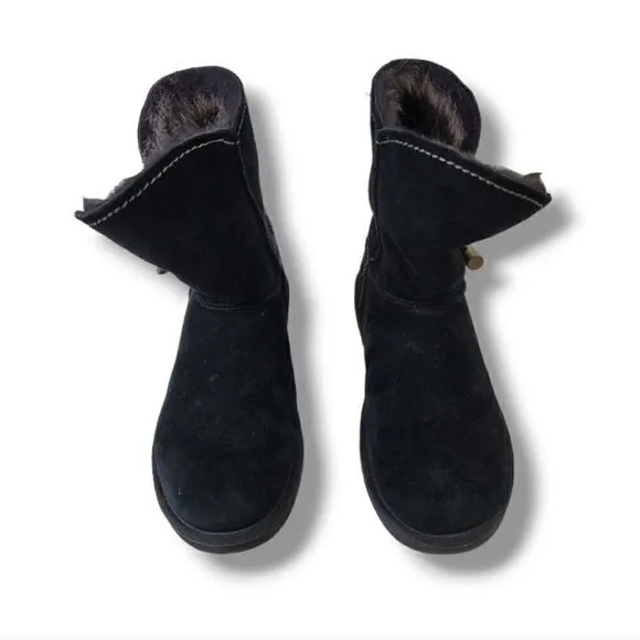 UGG Womens Meadow Short Suede Fur Lined Boots in Black Size 7