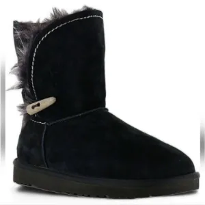UGG Womens Meadow Short Suede Fur Lined Boots in Black Size 7