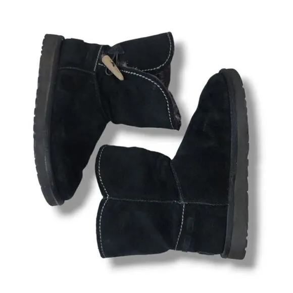 UGG Womens Meadow Short Suede Fur Lined Boots in Black Size 7