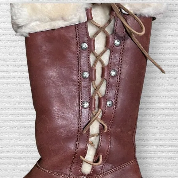 UGG Women's Tall Lace-Up Suede Boots Brown Size 5